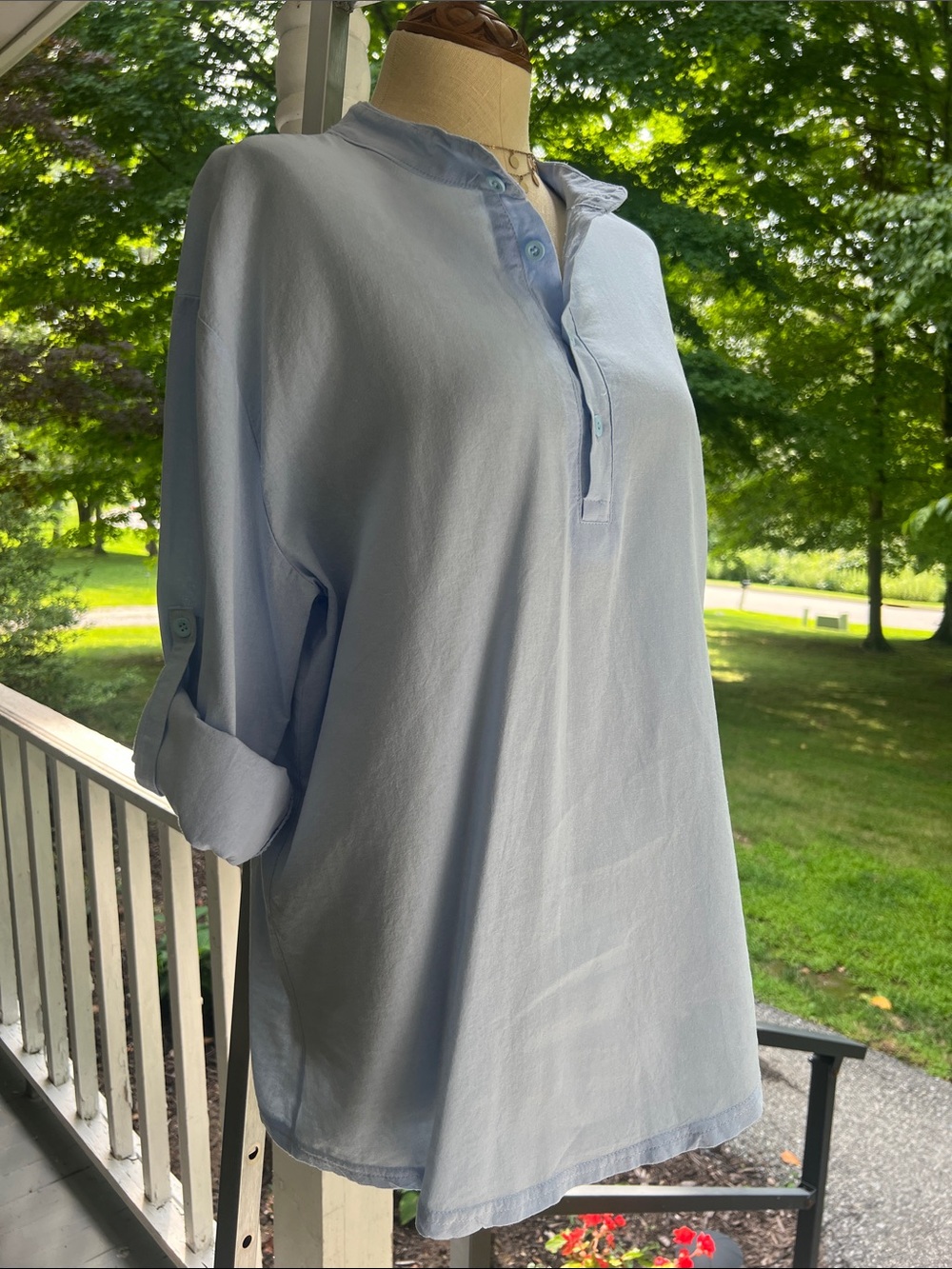 Women’s Light Blue Roll sleeve blouse